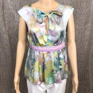 MOSCHINO Watercolor Silk Sleeveless Top Sz S